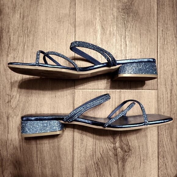 Jeffrey Campbell Sparkly Rhinestone   Kitten Heel Shoes Blue Size 6.5 - Picture 7 of 12